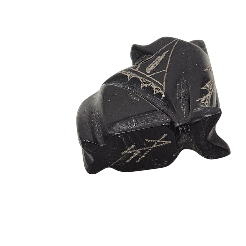 Native American Zuni Black Marble Bear Fetish Carved Stone Signed Turquoise - Picture 14 of 16